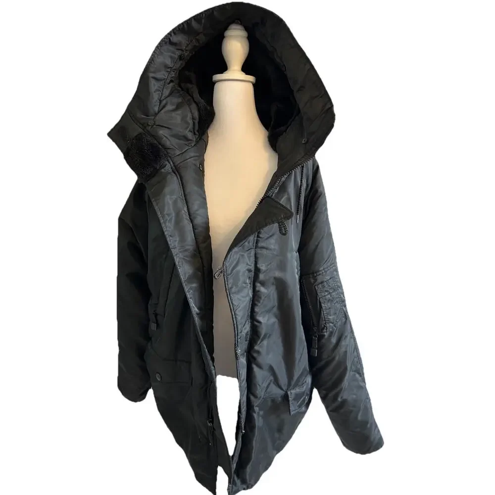 Y2K 90s Parka Insulated Jacket LONG Military Swim Pockets Women’s L Mossimo VTG